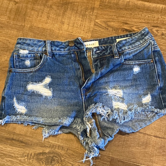 PacSun blue shorts, ruffled bottoms, high rise festival shorts, size 26 - Picture 1 of 2
